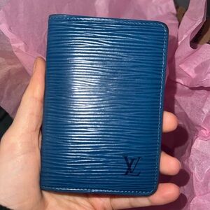 Louis Vuitton Blue Epi Card Holder pocket organizer